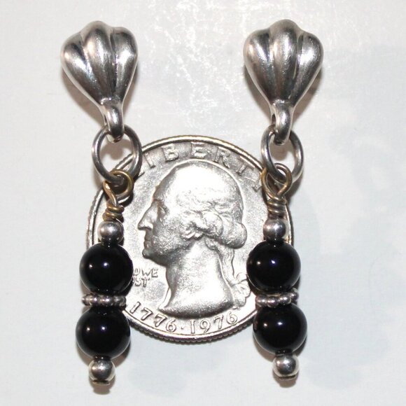 Sterling Silver Beaded Dangle Earrings - Picture 3 of 5